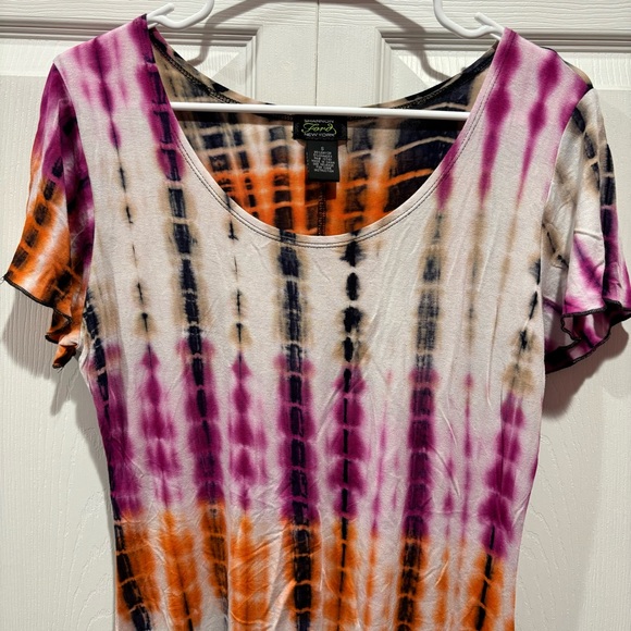 SHANNON FORD NEW YORK Women’s Striped Tie Dye Short Sleeve Tunic - size S - Picture 2 of 4